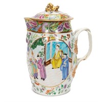CHINESE EXPORT 19TH C. ROSE MANDARIN PUNCH PITCHER