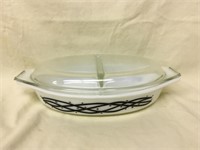 Pyrex OPALWARE BARBED WIRE & STARS Divided Dish