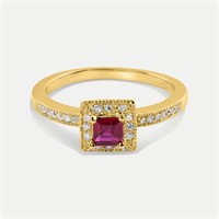 14K YELLOW GOLD 2.00CT RUBY 1.00CT DIAMOND RING