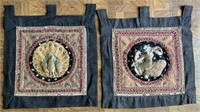 Lot of 2 Vintage Burmese Embroidered Panels