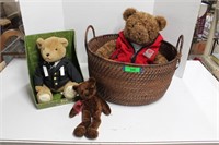 Three Stuffed Bears, One Is New In Box and Large