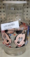 DISNEY GLASS JUICE CONTAINER WITH PLASTIC LID