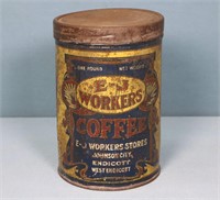 Antique E-J Worker's Coffee Tin
