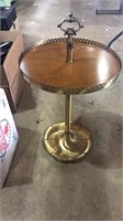 Small Side table wood top brass bottom