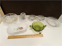 Green Indiana Glass Soup Bowl, Assorted Pressed