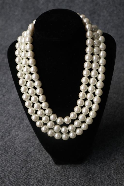 Triple Strand Pearl Necklace