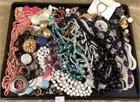 Full tray lot of mostly beaded necklaces. Does