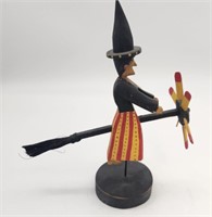 Hand Carved, Signed, Witch Whirligig