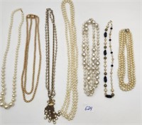 7 Costume Jewelry Pearl Necklaces