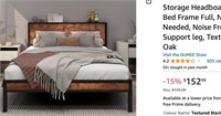DUMEE Full Bed Frame with Wood Storage Headboard