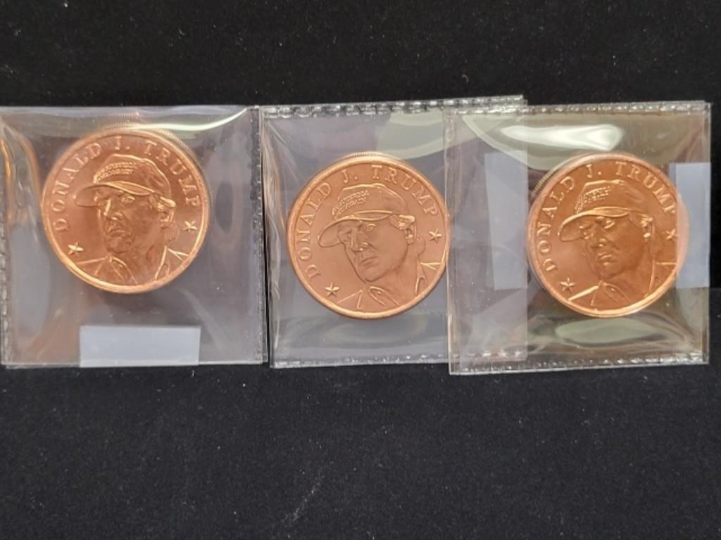 3- DONALD TRUMP 1oz COPPER ROUNDS MAGA HAT