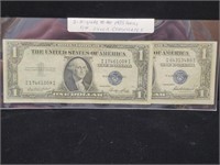 PAIR 1935 $1 SILVER CERTIFICATES (HIGH GRADE)