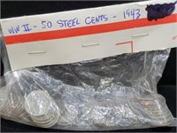 PACKAGE OF 50 STEEL CENTS 1943