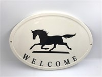WELCOME HORSE CERAMIC SIGN 9X13