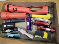 Flashlights, some LED, all need batteries