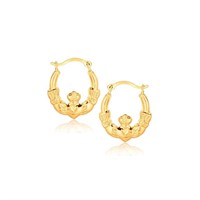 10k Gold Claddagh Hoop Earrings