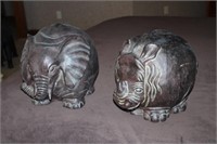 "Ball" Figurines of Elephant and Rhino