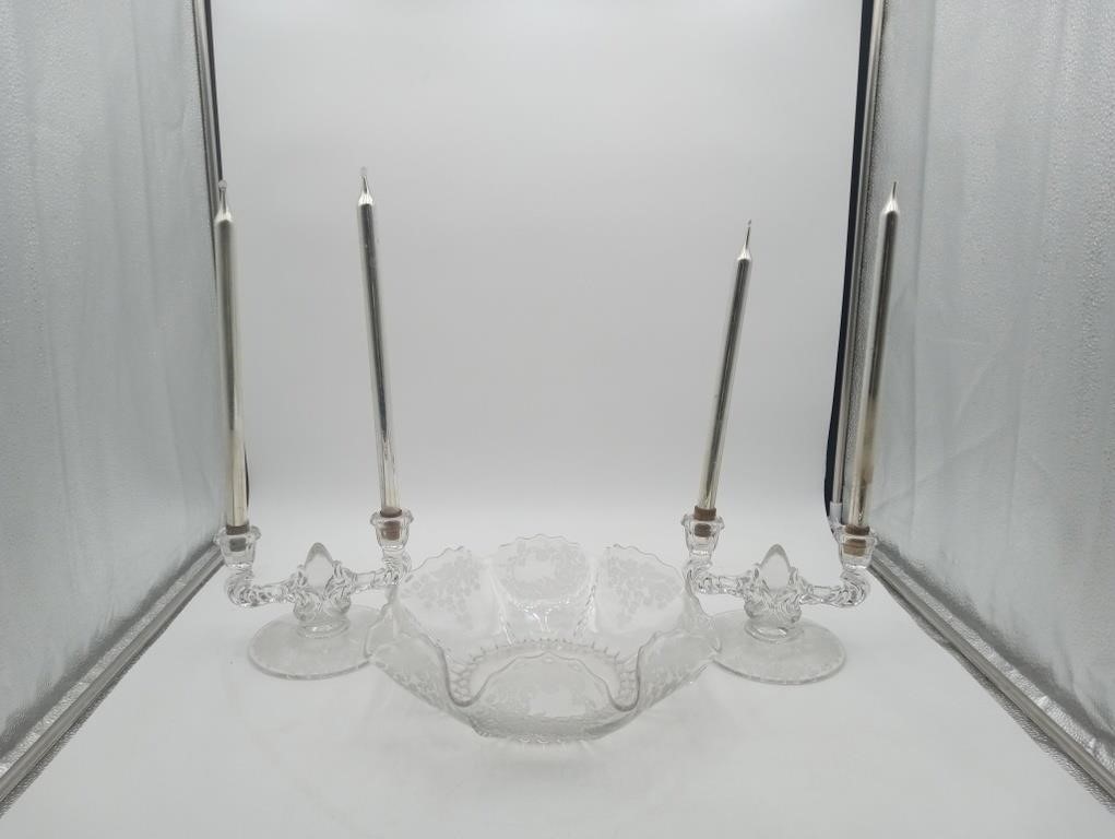 New Martinsville Cambridge glass bowl Candlesticks