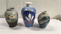 3 Pottery Vases K14A