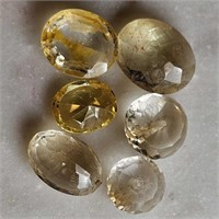 24 Ct Faceted Yellow topaz Gemstones Lot of 6 Pcs,