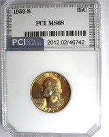 1952-S Quarter MS68 LISTS FOR $6350