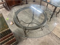 Round Glass Top Coffee Table with Metal Base