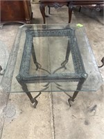 3 Square Glass Top End Tables with Metal Bases