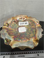 CARNIVAL GLASS BOWL WITH 4 FEET