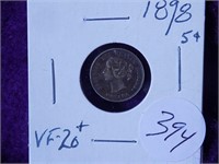 1898 Canada 5 Cent VF20+