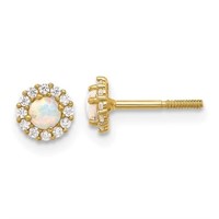 14K Polished Created Opal  Post Earrings