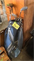 Miscellaneous golf clubs and bag