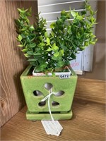 Planter with Faux Plant