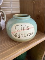 Girls night out fund pottery crock jar