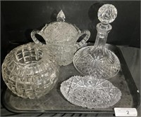 Vintage Pressed Glass, Crystal Decanter.