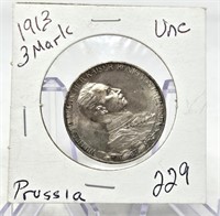 1913 Prussia 3 Mark Unc.