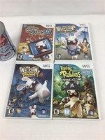 4 jeux vidéos Wii Rayman Raving Rabbids -