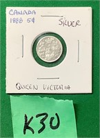 1888 silver Canada 5 cents