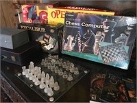 Video Game Magazines, Glass Chess Set & Games