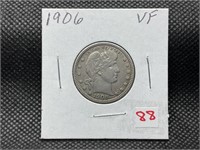 1906 BARBER QUARTER VF