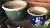 Flower pots -lot of two vintage clay flower pots.