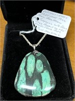 SILVER 22+CT TURQUOISE/ONYX PENDANT NECKLACE