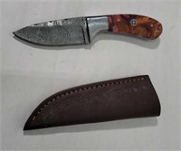 Damascus blade knife with case