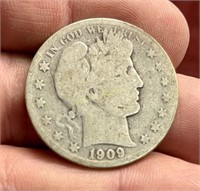 1909 S SILVER BARBER HALF DOLLAR