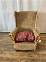 Vintage Woven Sisal or Jute Wingback Chair