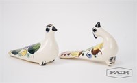 Pair of Mexican Hand Painted Pottery Birds