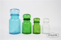 Set of 4 Belgian Glass Jars with Stoppers