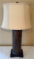 Decorative 31in Embossed Metal Table Lamp w/
