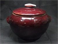 5" Tall Lidded Brown Ceramic Pot