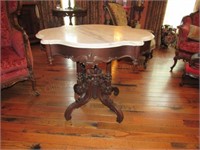 French Turtle Marble Top Victorian Table
