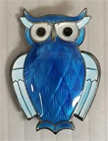 David Andersen blue enamel & sterling silver owl